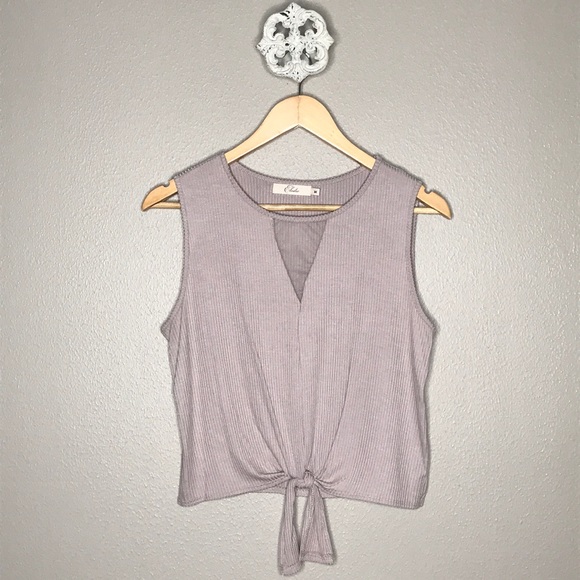 Elodie Tops - Elodie Mesh Panel Vented Tie Tank Top